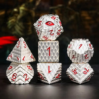 Silver Dragon - Red Eye - Metal 7ct Dice Set