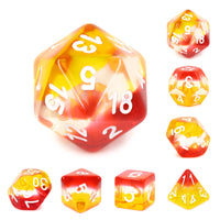 Red+White+Yellow - Transparent - 7ct Dice Set