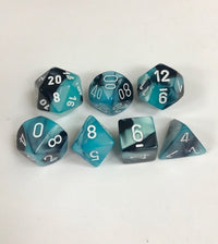 7 Dice Set Gemini Black-Shell/White