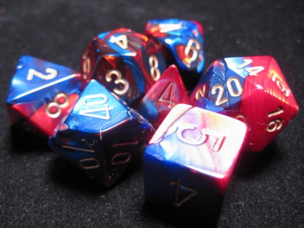 7 Dice Set Blue/Red/Gold