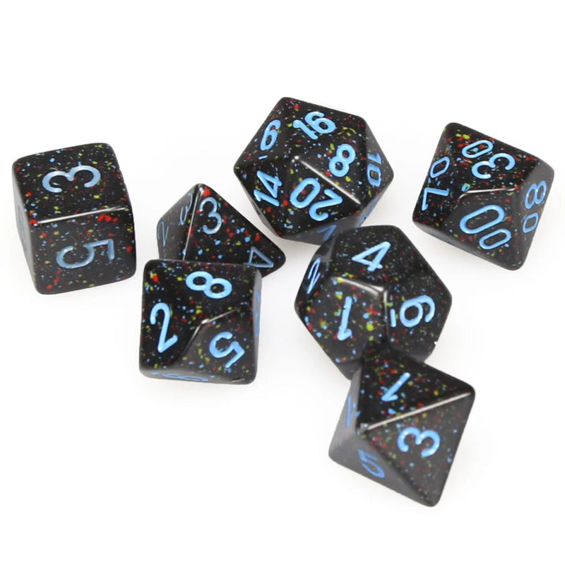 7 Dice Set Speckled - Blue Stars