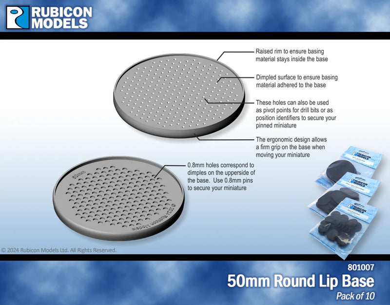 50mm Round Base - 10 Bases