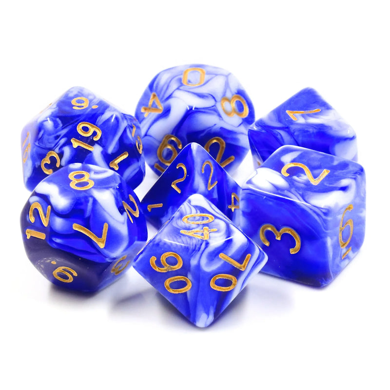 Blue Porcelain- 7ct Dice Set