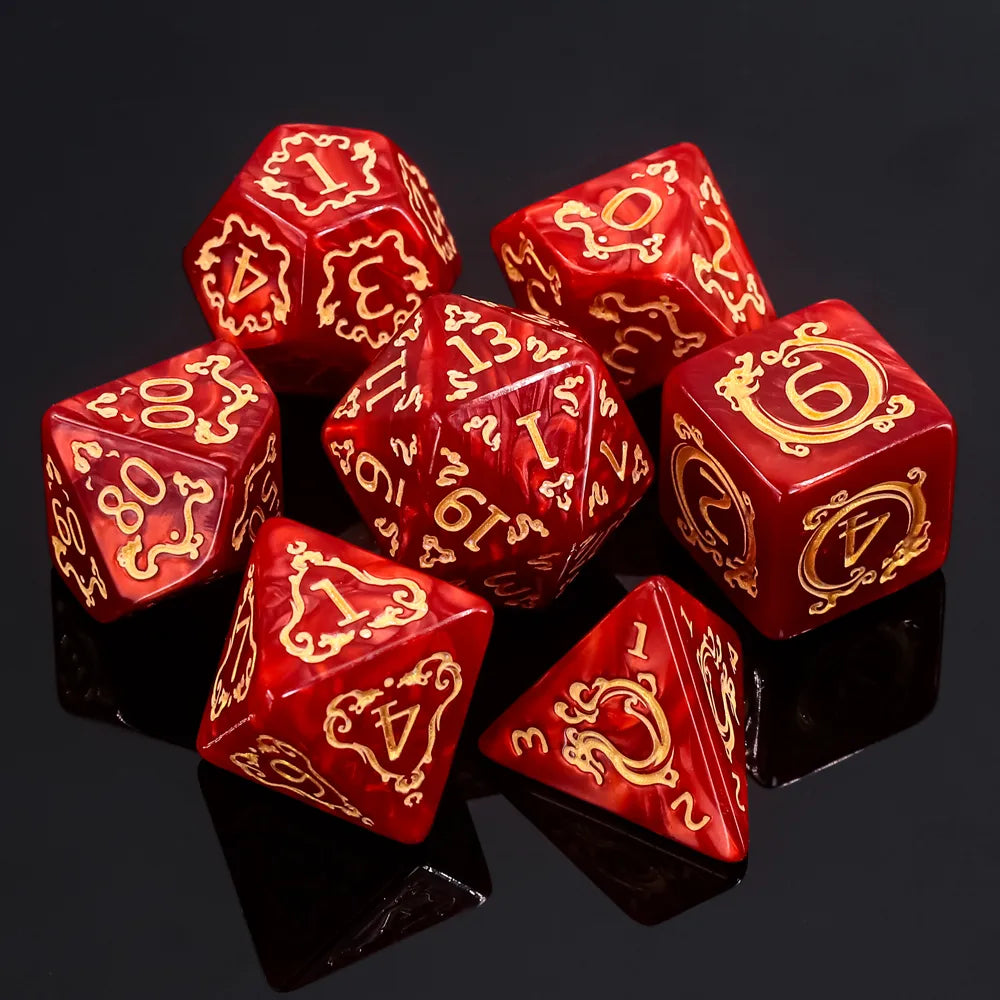 Auspicious Clouds - Red - 7ct Dice Set