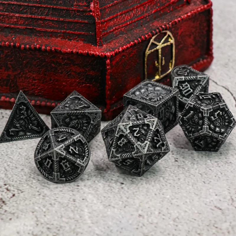 Ancient Call - Silver - Metal 7ct Dice Set