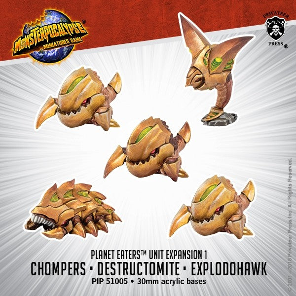 Chomper, Destructomite, & Explodohawk